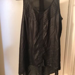 Black blouse top - sheen on front /sheer on back